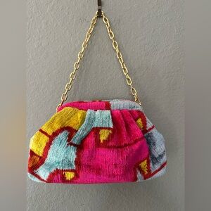 AYCA women's silk velvet ikat clutch in multi color stunning clutch shoulder bag